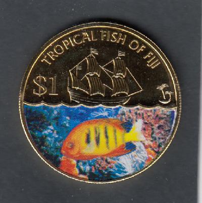 Beschrijving: 1 Dollar SURGERN FISH coloured